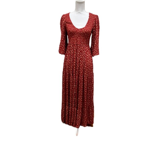 Christy Dawn Dresses & Skirts - Christy Dawn V-Neck Floral Red Maxi Dress - Size XS/Small